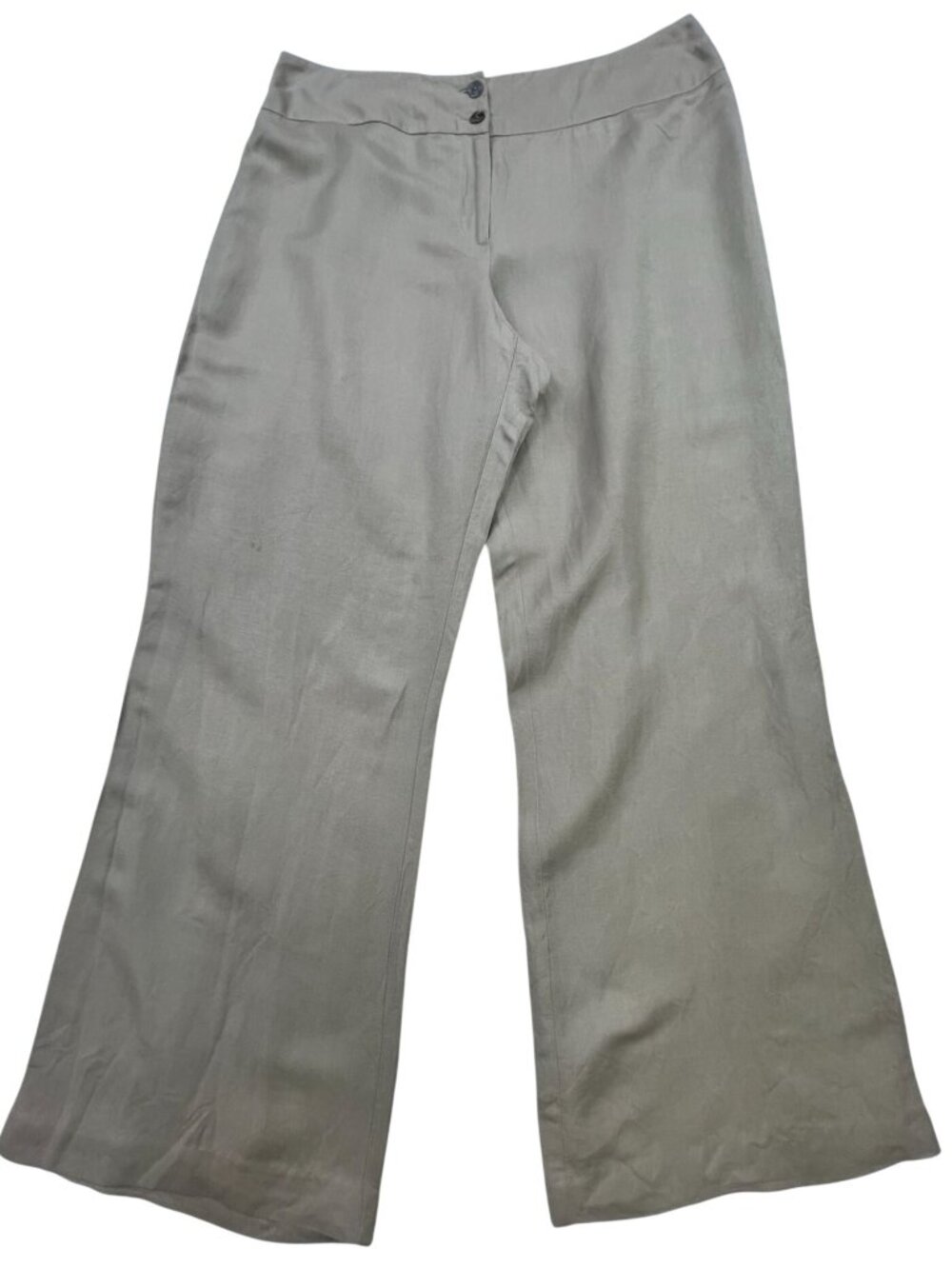 East 5th Womens Linen Blend Wide-Leg Pants Flat Front Size 4 Beige Solid Pockets